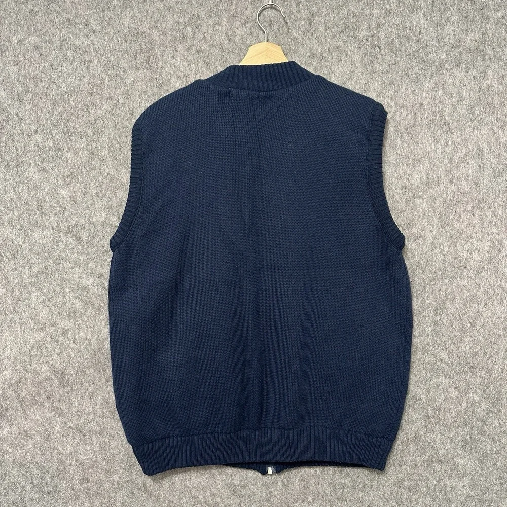 J.B. Buck Gear Mens Sweater Vest Navy‎ Blue Zip Front Quilted Lined Size L